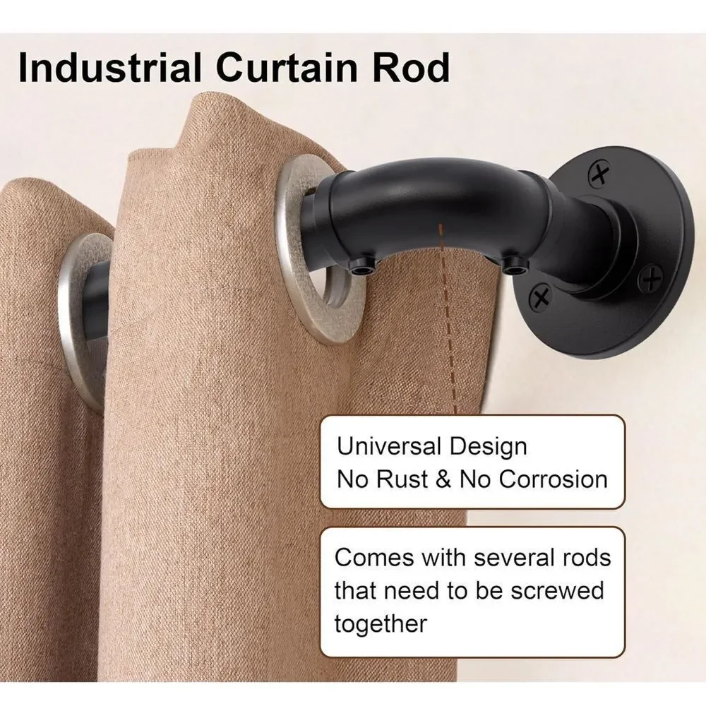 Curtain Rods for Windows 16 to 120 In Heavy Duty Industrial Curtain Rods 2 pack